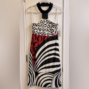 NWT Authentic NueVa Halter Maxi Stretch Dress Beaded Detail Multicolored.Size 10